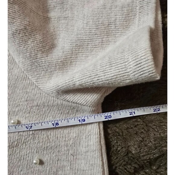 Zara Short Sleeve Pearl Embellish Crew Neck Women's Sweater Size L - Picture 4 of 5